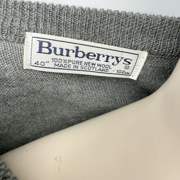 BURBERRYS Vintage 90's Scotland Prorsum Logo Wool V-Neck Gray Sweater Vest Sz 40 - Picture 4 of 6